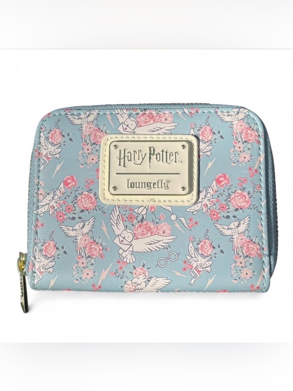 🌸⚡️Loungefly Blue Floral Hedwig Compact Wallet ✨💜 Fabulous brand new condition!